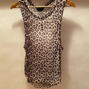Bebe - animal print sheer open back top.